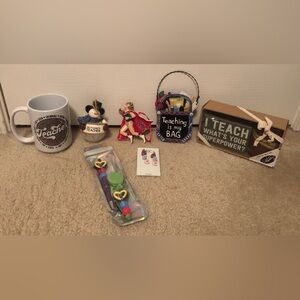 Teacher Bundle- Ornaments, Mug, Earrings, Socks, Sign, & Pen Set